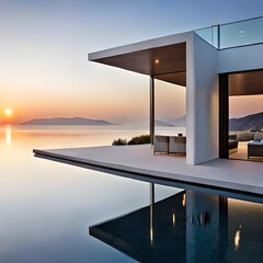 modern living room with pool generative AI