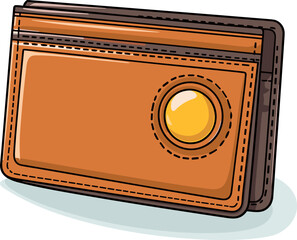 Cartoon brown leather wallet. Business and finance vector