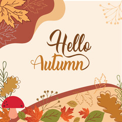 Obraz premium welcome Autumn Hand-Drawn Vector Fall Season Illustration & Design