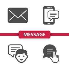 Message Icons. Email, e-mail, envelope, text message, texting, social media vector icon.