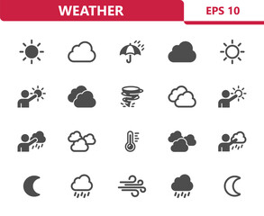 Weather Icons - Forecast, Sun, Moon, Cloud vector icon set