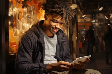 guy looking at the phone