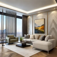 modern living room with sofa generated Ai