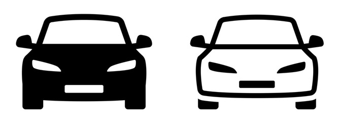 Car icon set. Vehicle, sedan car. Car front view flat icon.