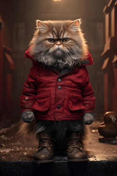 Retrato de un gato persa con botas