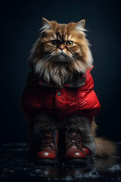 Retrato de un gato persa con botas