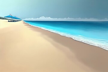 Sandy tropical beach landscape with blue sea