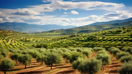 Fototapeta na wymiar agriculture andalusian olive groves illustration grove grove, tree field, spain tree agriculture andalusian olive groves