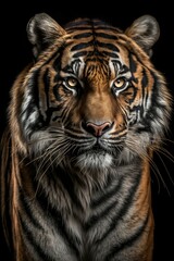 Closeup of tiger isolated on black background