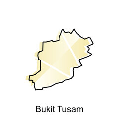vector map of Bukit Tusam City modern outline, Logo Vector Design. Abstract, designs concept, logo, logotype element for template.