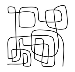 Continuous one line doodles drawing. Mid century modern minimalist art print vector. Abstract contemporary trandy aesthetic background