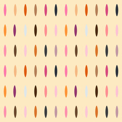 Trendy abstract geometric seamless pattern with Retro  colors. Seamless vector simple pattern with multicolored Ellipse on background.