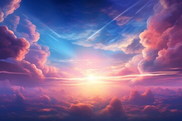 Stunning ethereal sky emanating vibrant light, perfect for uplifting backgrounds. Generative AI - obrazy, fototapety, plakaty