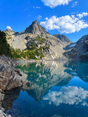 Iconic Jade lake in the Central Cascades, Alpine lake region, Washington, USA