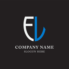 FL LF EL LE abstract monogram initial letter logo design template.