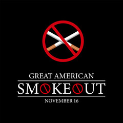 Great American Smokeout is an annual intervention event on the third Thursday of November Banner, poster, card, background design. - obrazy, fototapety, plakaty