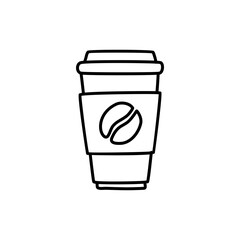 Beverages, coffee doodle on white background
