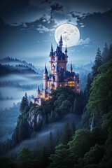 castle in the night sky