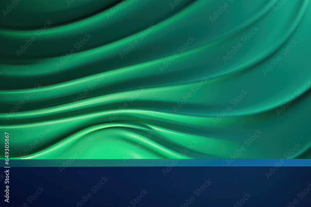 Poster vibrant dimensions: abstract 3d rendering in green and blue, a mesmerizing interplay of colors and d
