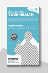 Collection of medical and healthcare Instagram story templates or medical and healthcare services social media banner template designs