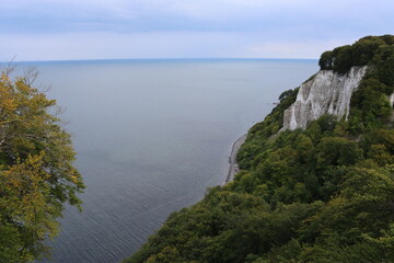 View from the white chalk cliffs at the 'Kaiserstuhl' in the Jasmund National Park on the Baltic Sea island of Rügen