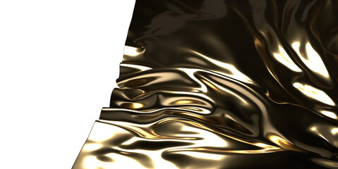 Glamorous Draping: Abstract 3D Gold Cloth Illustration for Alluring Designs