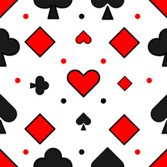 Seamless pattern poker card symbol. spade symbol, heart, diamond, club illustration design