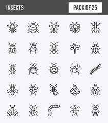 25 Insects Lineal Expanded icons pack. vector illustration.