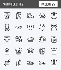 Fototapeta premium 25 Spring Clothes Lineal Expanded icons pack. vector illustration.