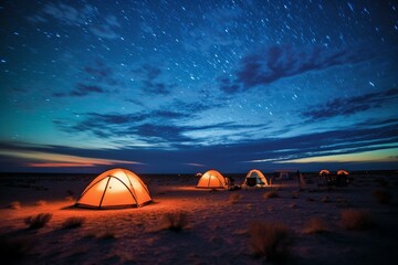 Mesmerizing cosmic spectacle over Namibia's Etosha National Park during nocturnal camping. Generative AI