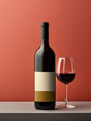 3d render image illustration wine bottle mockup with white blank label