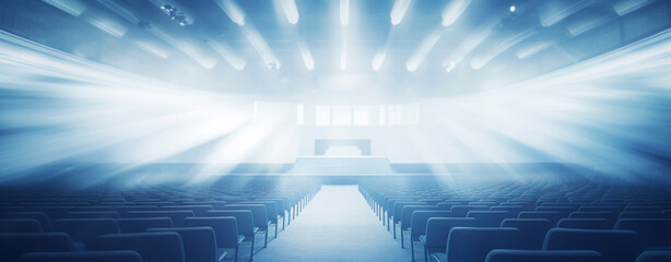 large empty conference room illuminated by spotlights. Generative Ai