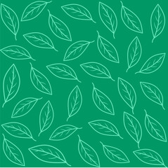 Green stylized leaf pattern. Vector illustration, leaf background pattern