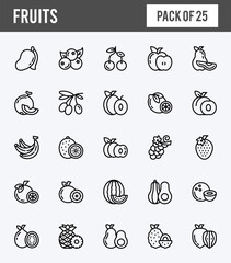 25 Fruits Lineal Expanded icons pack. vector illustration.
