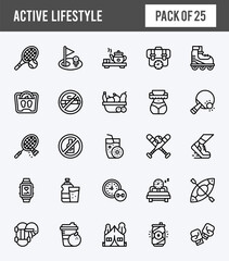 25 Active Lifestyle Lineal Expanded icons pack. vector illustration.