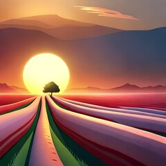 sunset over the mountains