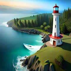 lighthouse on the coast of the island