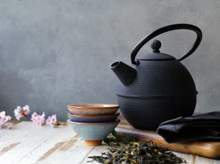Foto op Plexiglas traditional tea ceremony teapot on the table © Olga Kriger