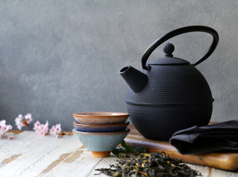 traditional tea ceremony teapot on the table