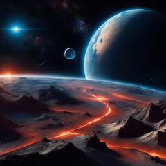 Lava on a planetary satellite Generative AI technology