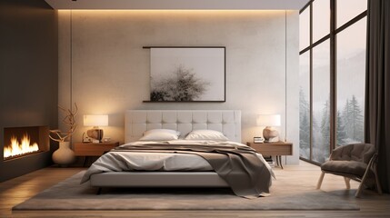  Modern elegant interior luxurious penthouse  bedroom design Furniture, High Ceilings, Decorative Exclusive Luxury Background Premium Brands The hotel has an elegant interior design and a classy