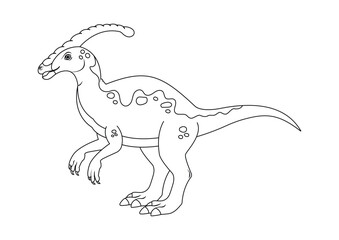 Obraz na płótnie Canvas Black and White Parasaurolophus Dinosaur Cartoon Character Vector. Coloring Page of a Parasaurolophus Dinosaur