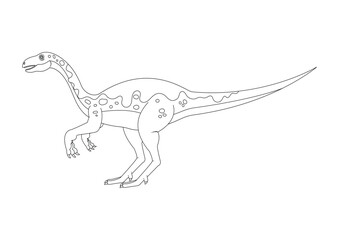 Black and White Plateosaurus Dinosaur Cartoon Character Vector. Coloring Page of a Plateosaurus Dinosaur