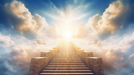 Religion background Stairway to Heaven Stairs in sky