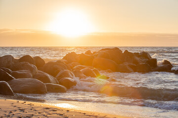 Sonnenuntergang über der Nordsee, in Gammel Skagen, Dänemark, 