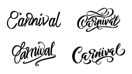carnival typography . Hand drawn design elements. Handwritten modern brush lettering on a white background isolated vector
