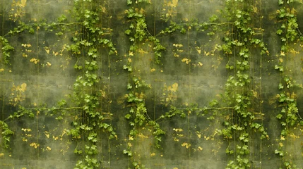 Foto op Aluminium Ivy on grunge wall background wit golden leaves, seamless tile. The image can be repeated on all sides.  © Marja