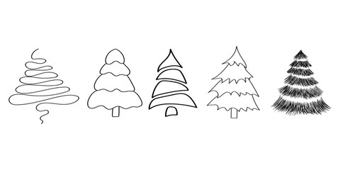 Christmas tree hand drawn illustrations Doodle Vector