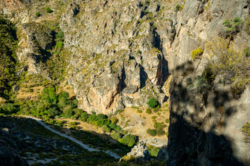 Los Cahorros de Monachil mountain hiking trail near Granada, Spain	