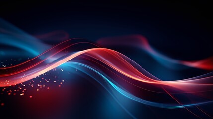 Obraz premium Blue abstract background PPT with lights, dynamic lines and curves style background PPT